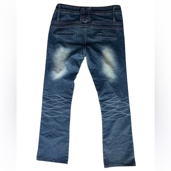 Vintage Blue Stretchy Low Waisted Women's Jeans with Jewels - Picture 2 of 2